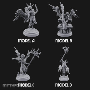 Staff Bearing Angel Priests Miniature for Dungeons and Dragons, Pathfinder or other TTRPGs