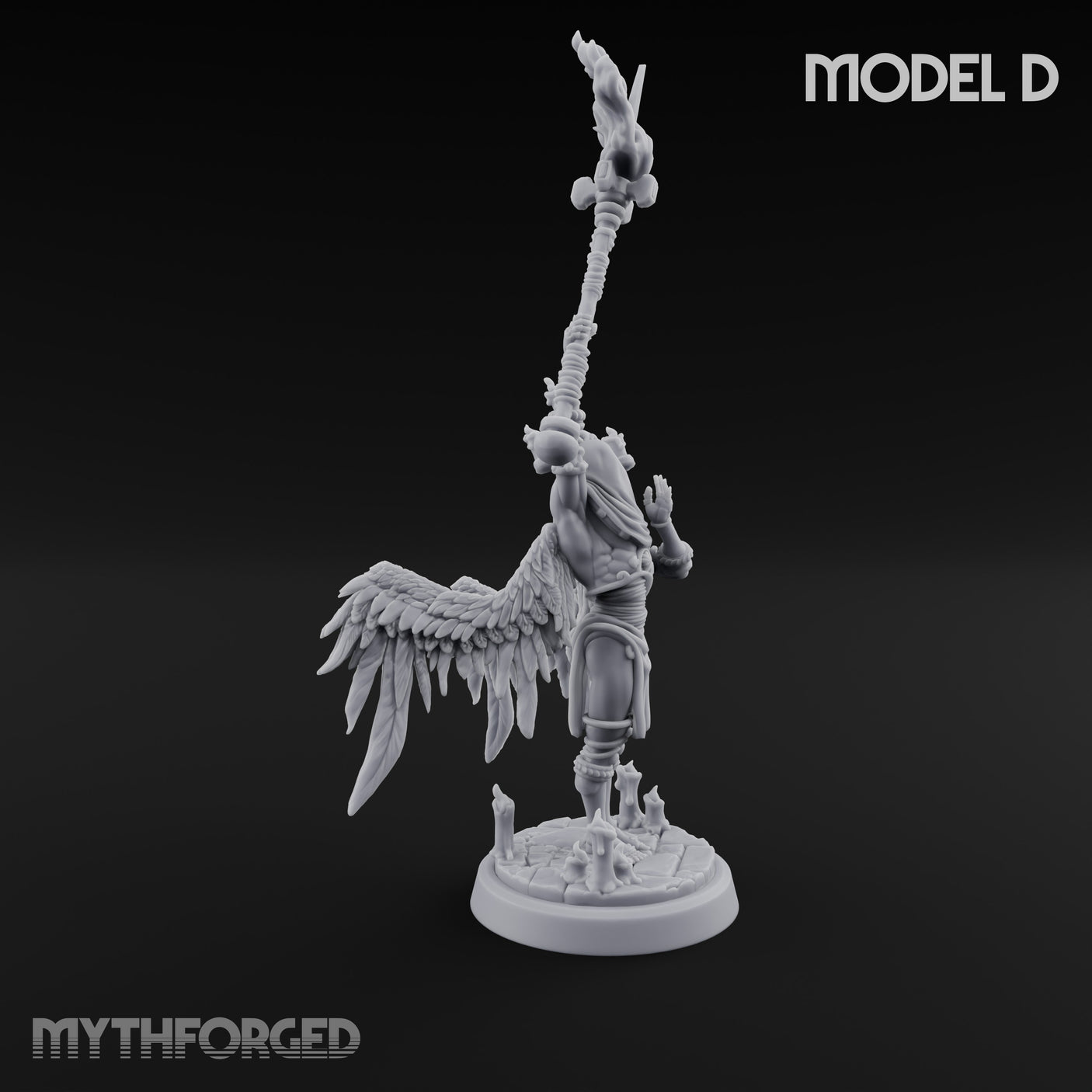 Staff Bearing Angel Priests Miniature for Dungeons and Dragons, Pathfinder or other TTRPGs