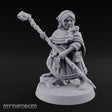 Staff Brandishing Crouching Halfling Empath Miniature for Dungeons and Dragons, Pathfinder or other TTRPGs
