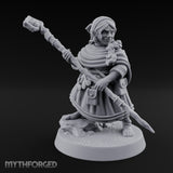 Staff Brandishing Crouching Halfling Empath Miniature for Dungeons and Dragons, Pathfinder or other TTRPGs