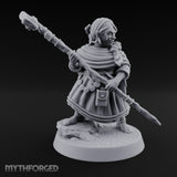 Staff Brandishing Crouching Halfling Empath Miniature for Dungeons and Dragons, Pathfinder or other TTRPGs