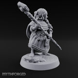 Staff Brandishing Crouching Halfling Empath Miniature for Dungeons and Dragons, Pathfinder or other TTRPGs