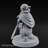 Staff Brandishing Crouching Halfling Empath Miniature for Dungeons and Dragons, Pathfinder or other TTRPGs