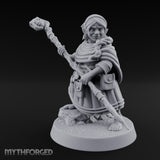 Staff Brandishing Crouching Halfling Empath Miniature for Dungeons and Dragons, Pathfinder or other TTRPGs