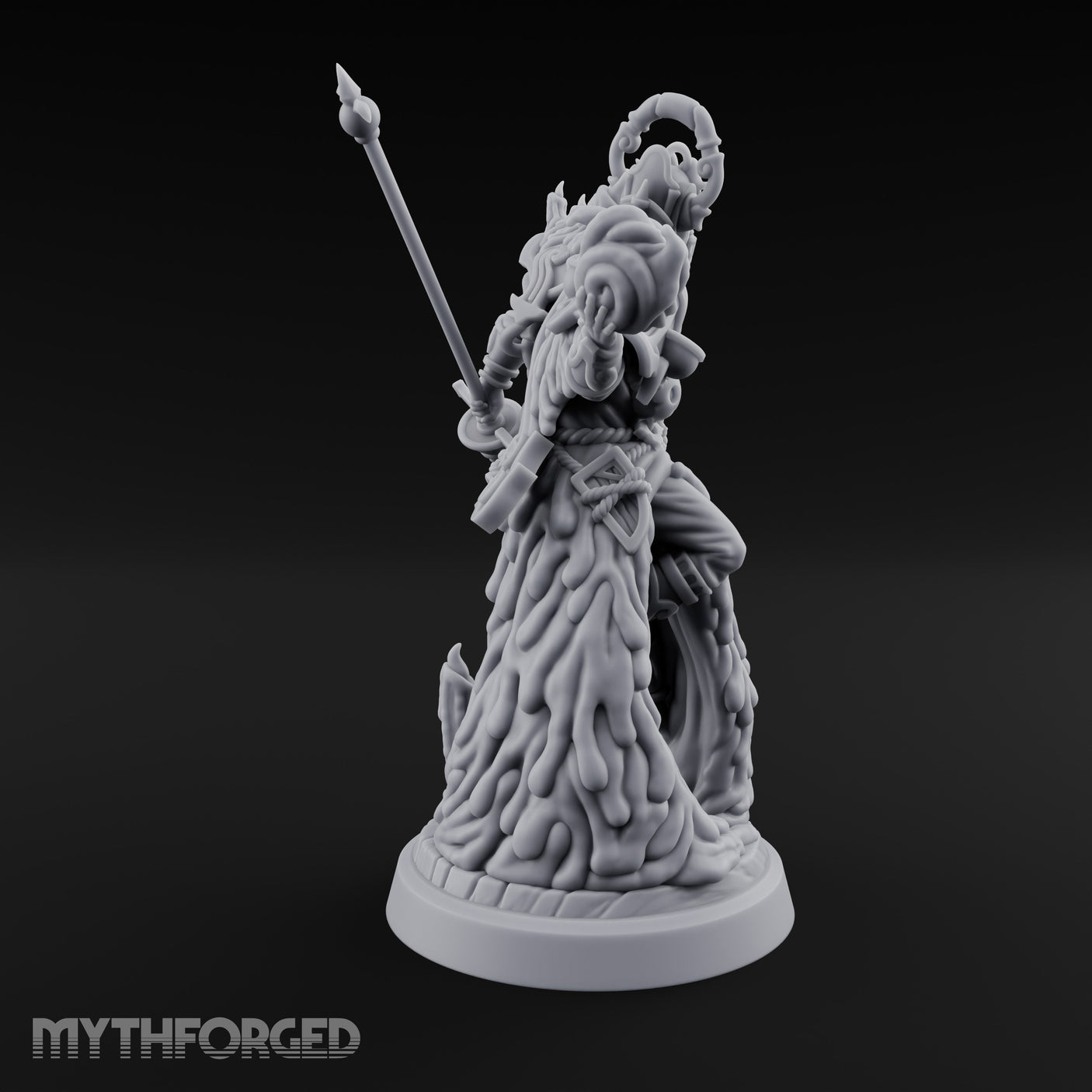 Staff Brandishing Lich Priest Miniature for Dungeons and Dragons, Pathfinder or other TTRPGs