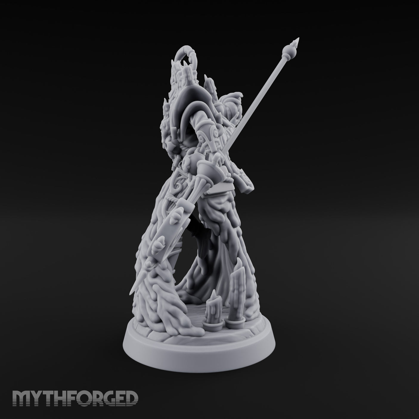 Staff Brandishing Lich Priest Miniature for Dungeons and Dragons, Pathfinder or other TTRPGs
