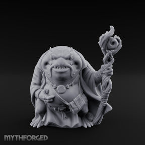 Staff Clutching Bullywug Wizard Miniature for Dungeons and Dragons, Pathfinder or other TTRPGs