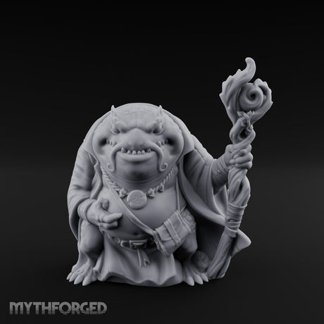 Staff Clutching Bullywug Wizard Miniature for Dungeons and Dragons, Pathfinder or other TTRPGs