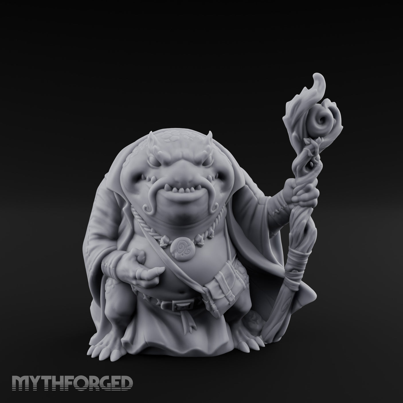 Staff Clutching Bullywug Wizard Miniature for Dungeons and Dragons, Pathfinder or other TTRPGs