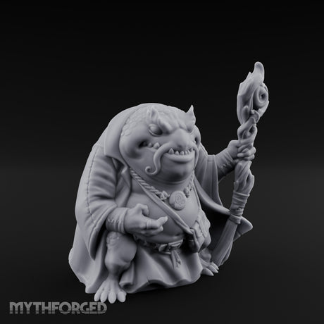 Staff Clutching Bullywug Wizard Miniature for Dungeons and Dragons, Pathfinder or other TTRPGs
