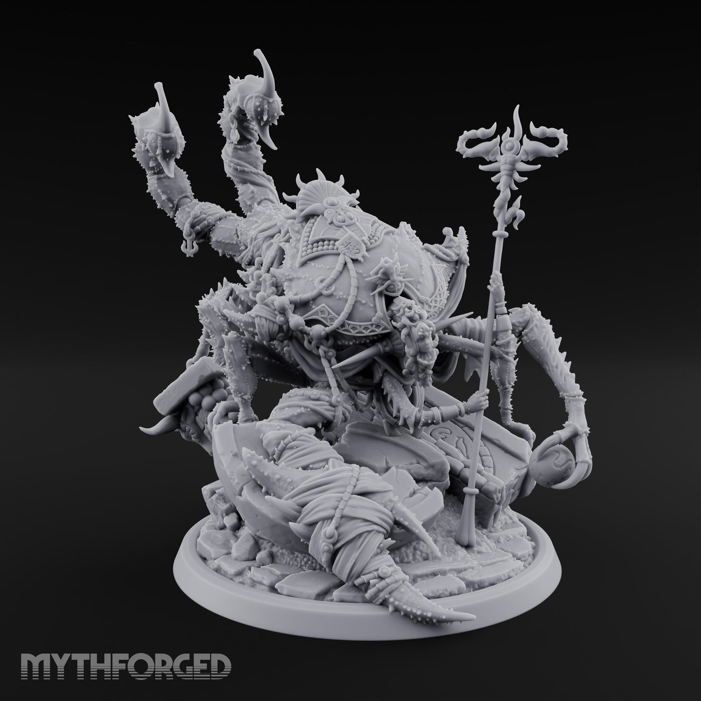 Staff Clutching Claw Raising Tlincalli Shaman Miniature for Dungeons and Dragons, Pathfinder or other TTRPGs