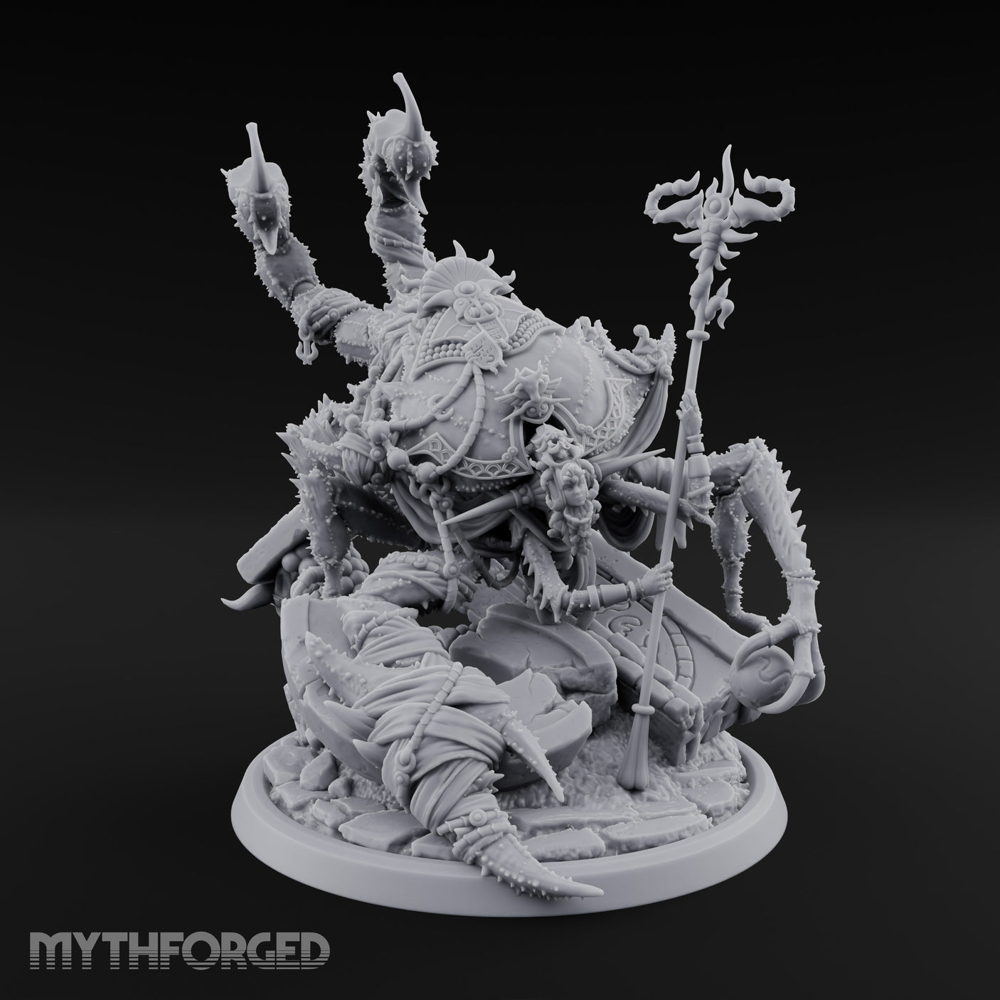 Staff Clutching Claw Raising Tlincalli Shaman Miniature for Dungeons and Dragons, Pathfinder or other TTRPGs