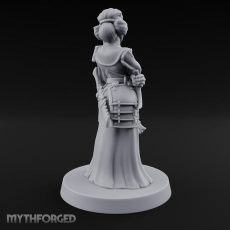 Staff Clutching Eyes Closed Human Shogunate Medic Miniature for Dungeons and Dragons, Pathfinder or other TTRPGs