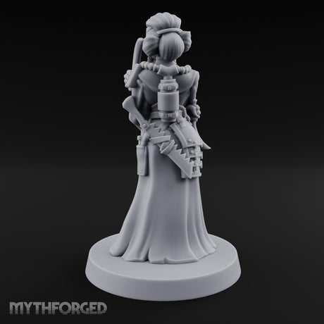 Staff Clutching Eyes Closed Human Shogunate Medic Miniature for Dungeons and Dragons, Pathfinder or other TTRPGs
