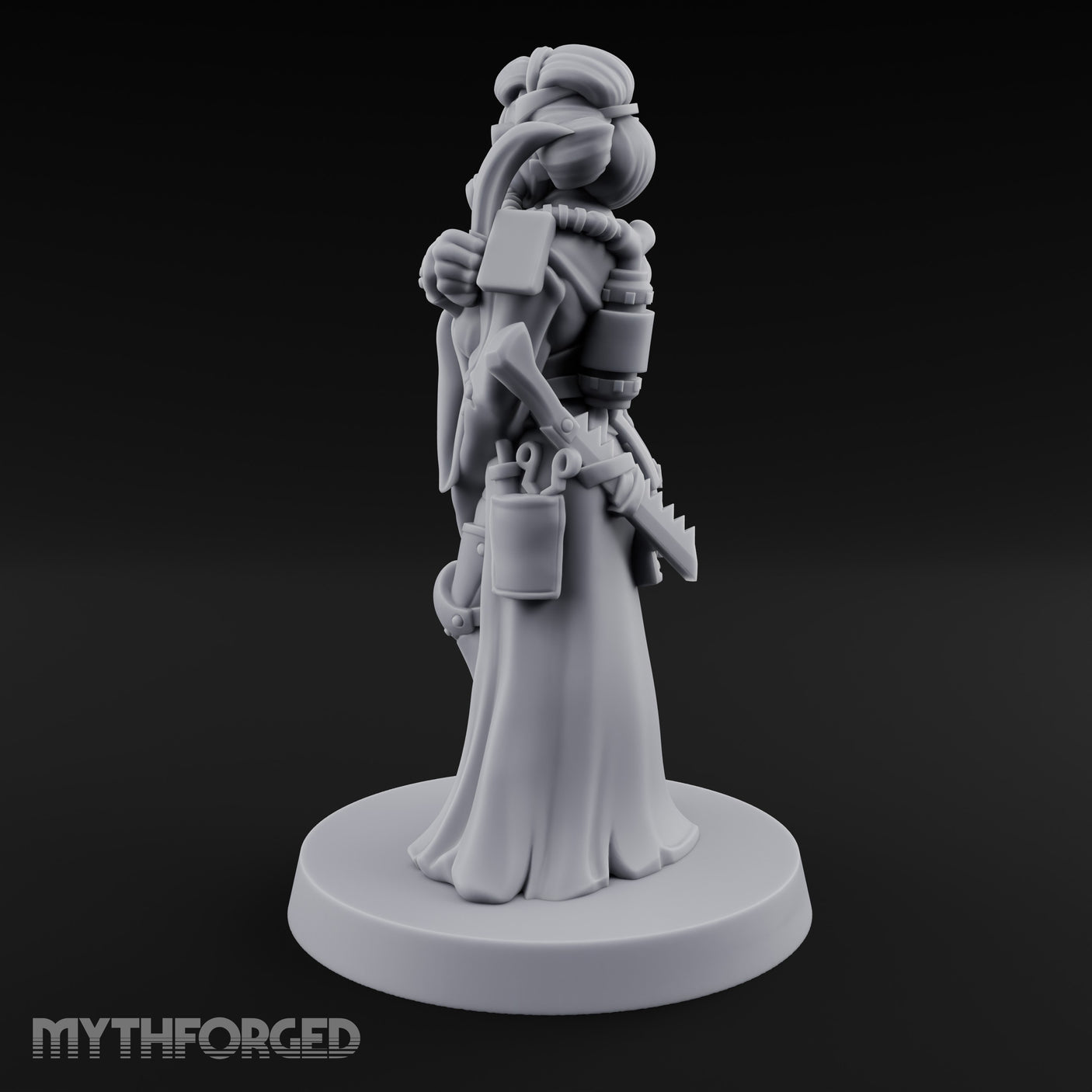 Staff Clutching Eyes Closed Human Shogunate Medic Miniature for Dungeons and Dragons, Pathfinder or other TTRPGs