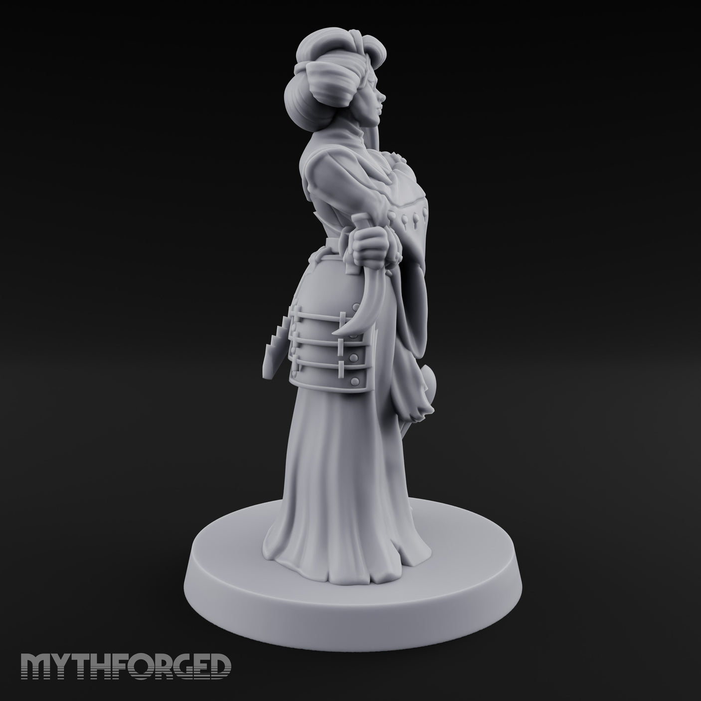 Staff Clutching Eyes Closed Human Shogunate Medic Miniature for Dungeons and Dragons, Pathfinder or other TTRPGs