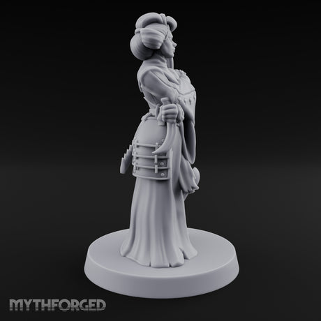Staff Clutching Eyes Closed Human Shogunate Medic Miniature for Dungeons and Dragons, Pathfinder or other TTRPGs