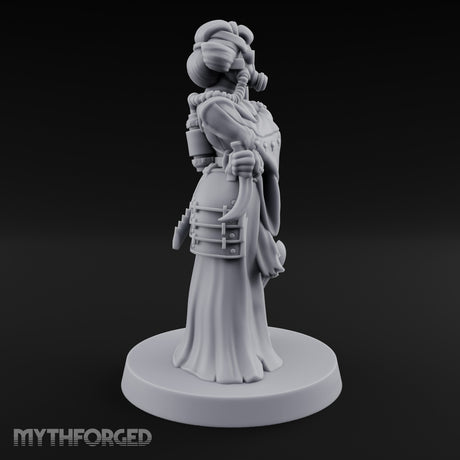 Staff Clutching Eyes Closed Human Shogunate Medic Miniature for Dungeons and Dragons, Pathfinder or other TTRPGs