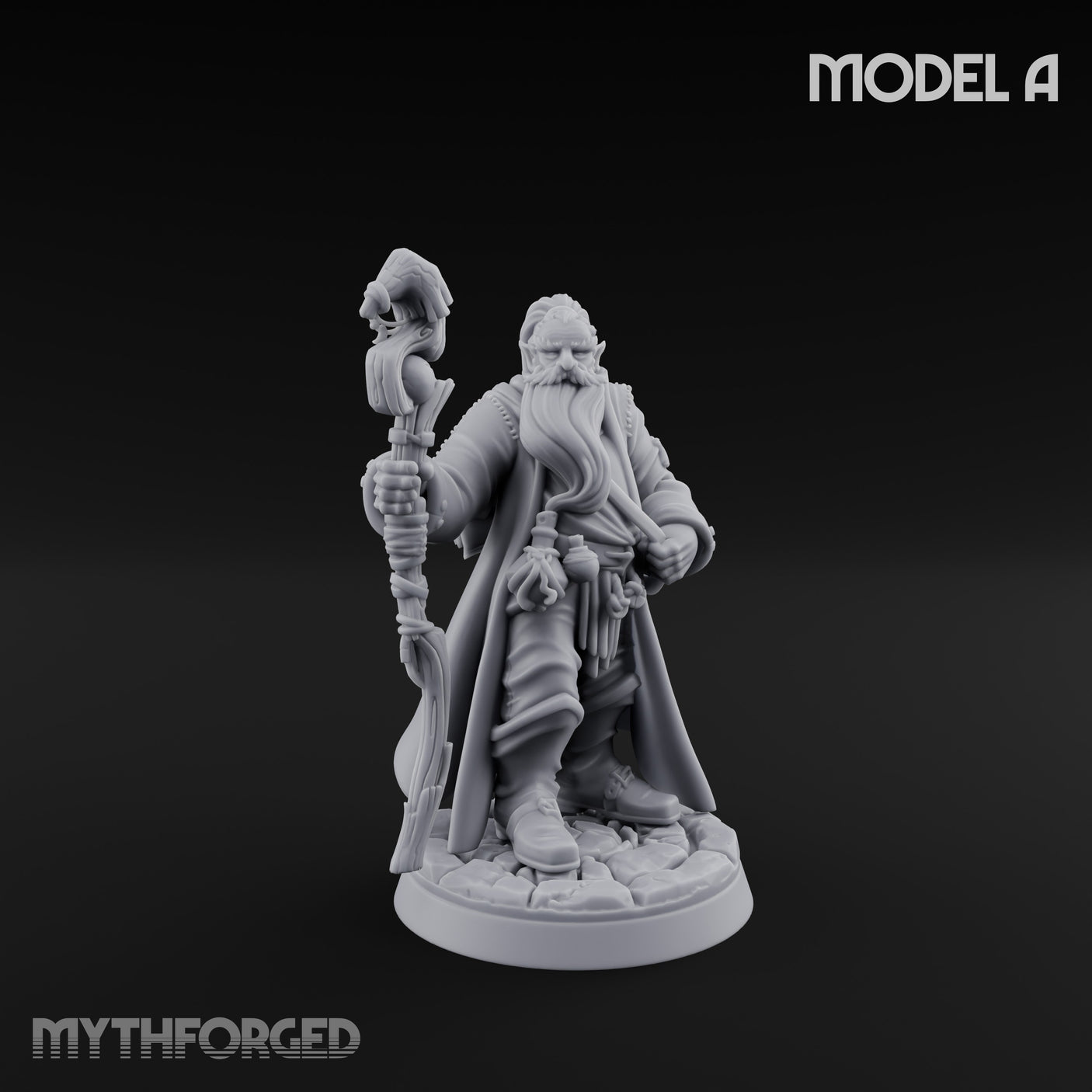 Staff Clutching Spell Casting Human Wizard A Miniature for Dungeons and Dragons, Pathfinder or other TTRPGs