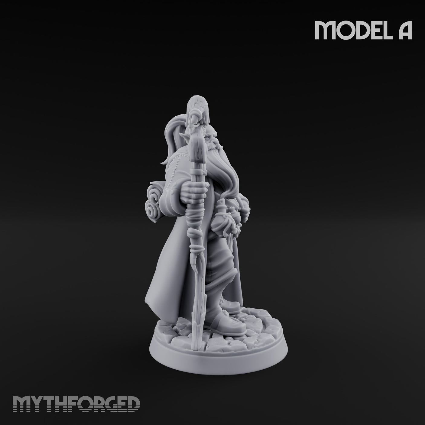 Staff Clutching Spell Casting Human Wizard A Miniature for Dungeons and Dragons, Pathfinder or other TTRPGs
