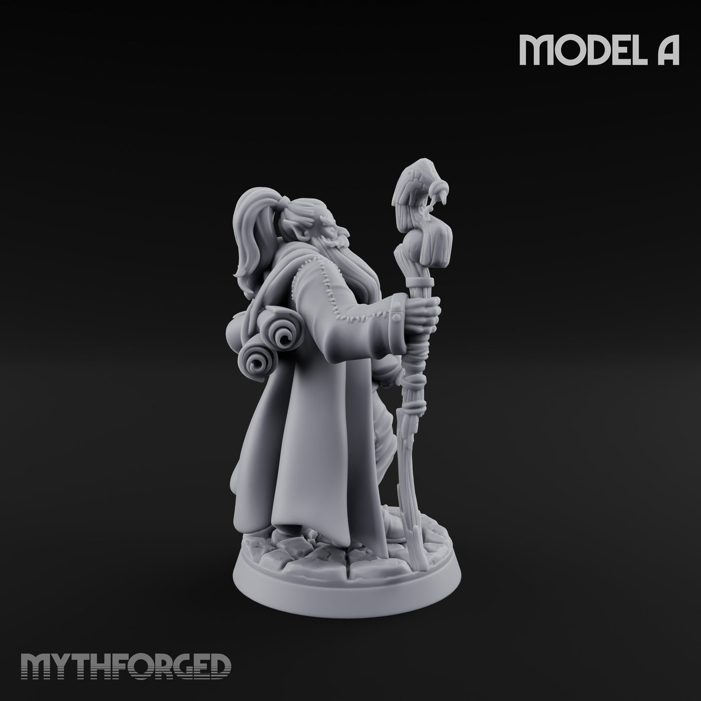 Staff Clutching Spell Casting Human Wizard A Miniature for Dungeons and Dragons, Pathfinder or other TTRPGs