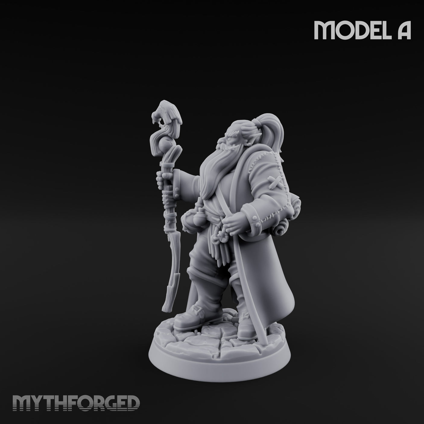 Staff Clutching Spell Casting Human Wizard A Miniature for Dungeons and Dragons, Pathfinder or other TTRPGs