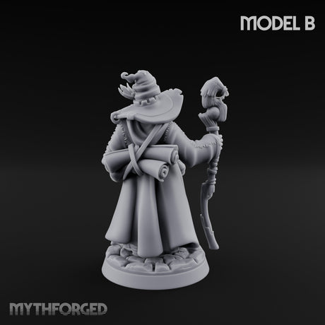 Staff Clutching Spell Casting Human Wizard B Miniature for Dungeons and Dragons, Pathfinder or other TTRPGs