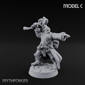 Staff Clutching Spell Casting Human Wizard C Miniature for Dungeons and Dragons, Pathfinder or other TTRPGs