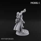 Staff Clutching Spell Casting Human Wizard C Miniature for Dungeons and Dragons, Pathfinder or other TTRPGs