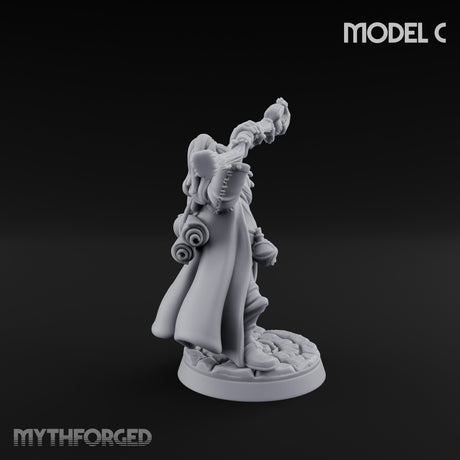 Staff Clutching Spell Casting Human Wizard C Miniature for Dungeons and Dragons, Pathfinder or other TTRPGs