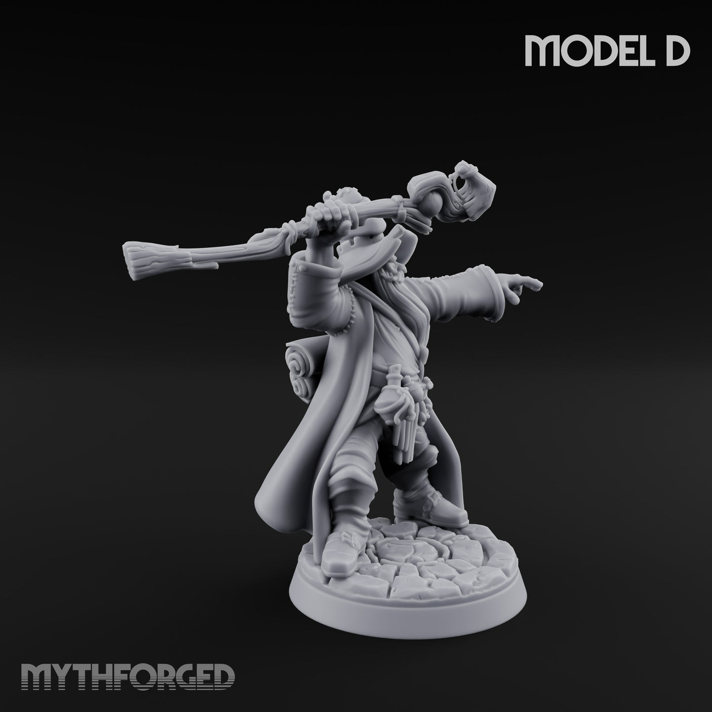 Staff Clutching Spell Casting Human Wizard D Miniature for Dungeons and Dragons, Pathfinder or other TTRPGs