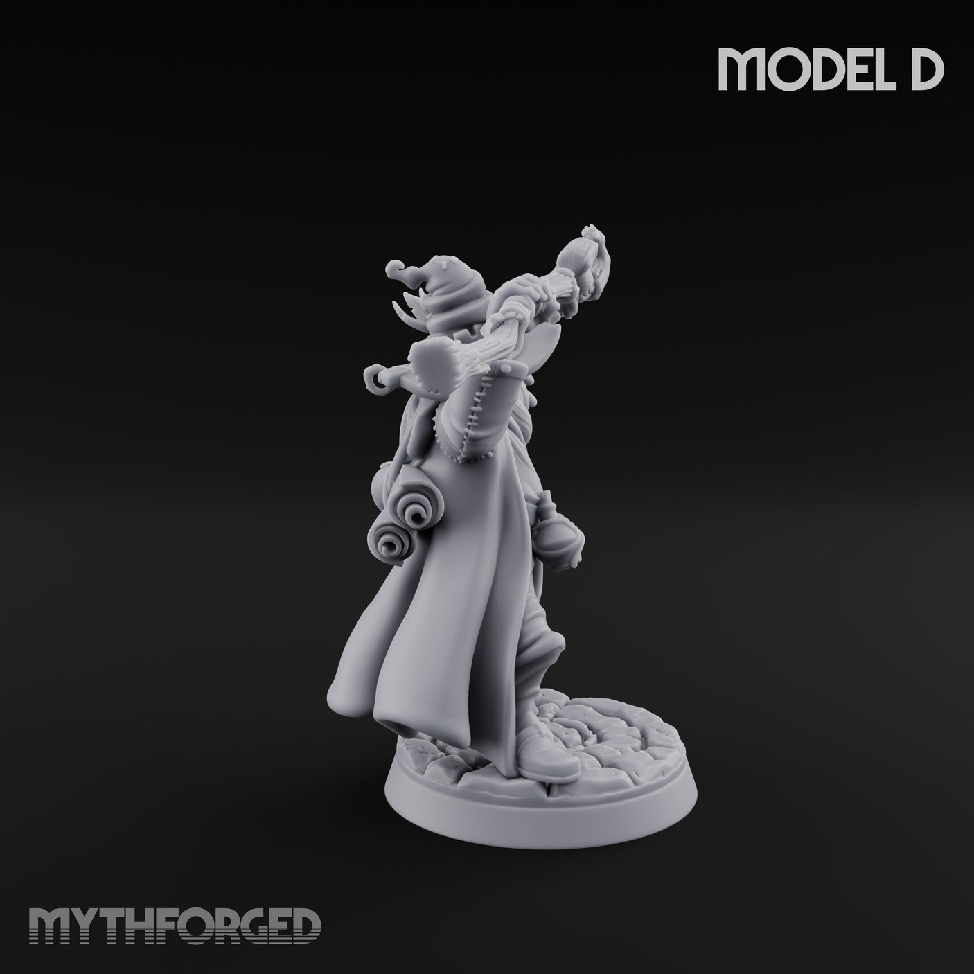 Staff Clutching Spell Casting Human Wizard D Miniature for Dungeons and Dragons, Pathfinder or other TTRPGs
