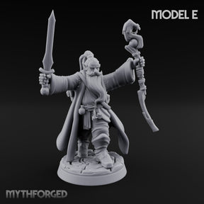 Staff Clutching Spell Casting Human Wizard E Miniature for Dungeons and Dragons, Pathfinder or other TTRPGs