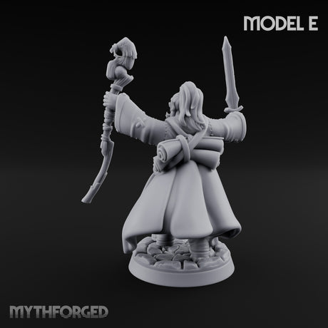 Staff Clutching Spell Casting Human Wizard E Miniature for Dungeons and Dragons, Pathfinder or other TTRPGs