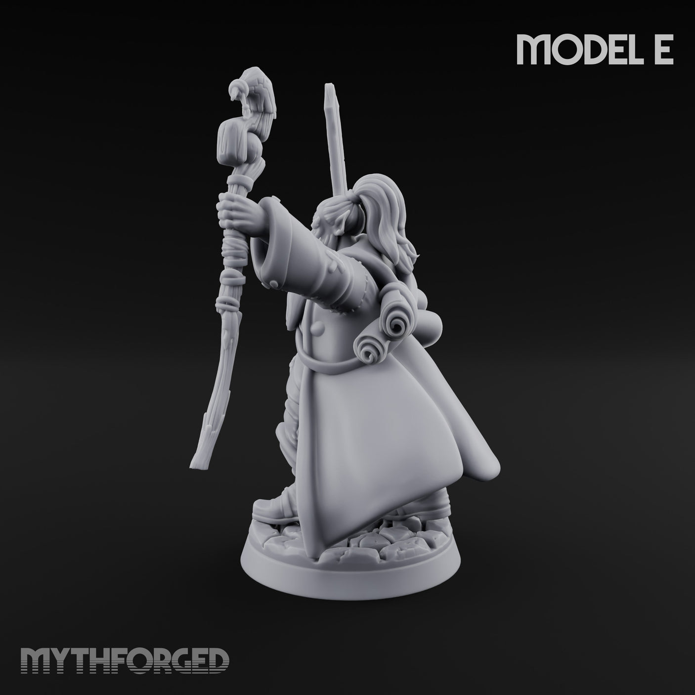 Staff Clutching Spell Casting Human Wizard E Miniature for Dungeons and Dragons, Pathfinder or other TTRPGs