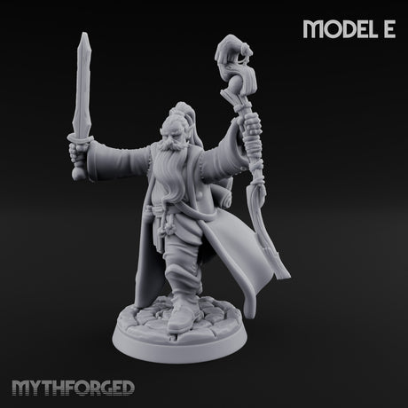 Staff Clutching Spell Casting Human Wizard E Miniature for Dungeons and Dragons, Pathfinder or other TTRPGs