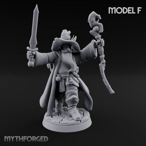 Staff Clutching Spell Casting Human Wizard F Miniature for Dungeons and Dragons, Pathfinder or other TTRPGs