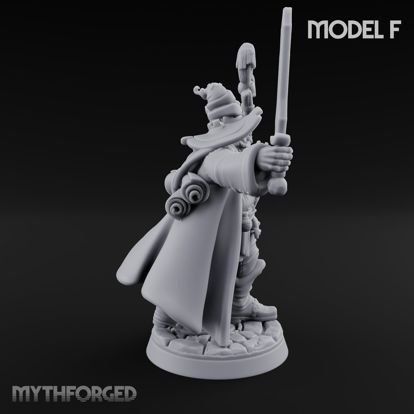 Staff Clutching Spell Casting Human Wizard F Miniature for Dungeons and Dragons, Pathfinder or other TTRPGs