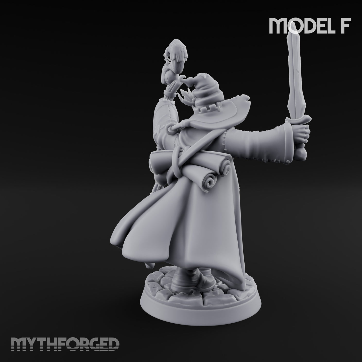 Staff Clutching Spell Casting Human Wizard F Miniature for Dungeons and Dragons, Pathfinder or other TTRPGs