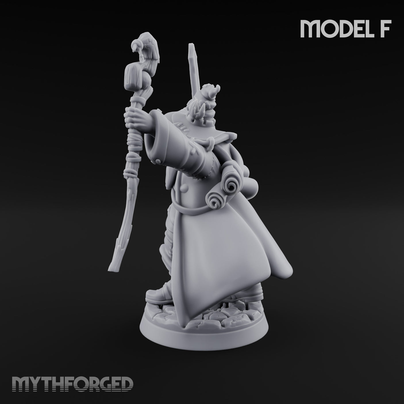 Staff Clutching Spell Casting Human Wizard F Miniature for Dungeons and Dragons, Pathfinder or other TTRPGs