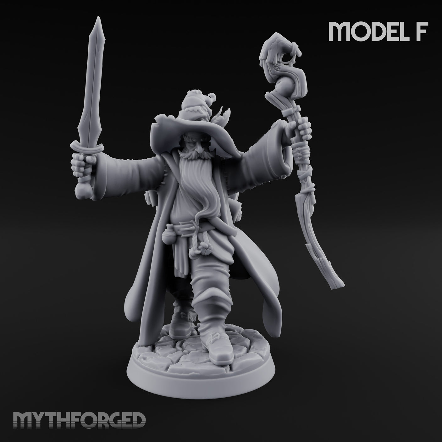Staff Clutching Spell Casting Human Wizard F Miniature for Dungeons and Dragons, Pathfinder or other TTRPGs