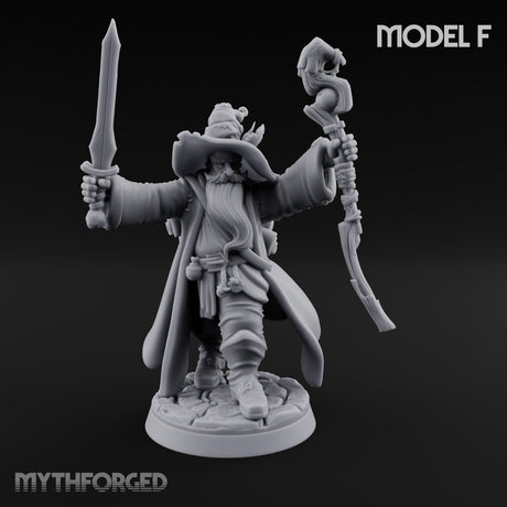 Staff Clutching Spell Casting Human Wizard F Miniature for Dungeons and Dragons, Pathfinder or other TTRPGs