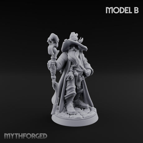 Staff Clutching Spell Casting Human Wizards Miniature for Dungeons and Dragons, Pathfinder or other TTRPGs