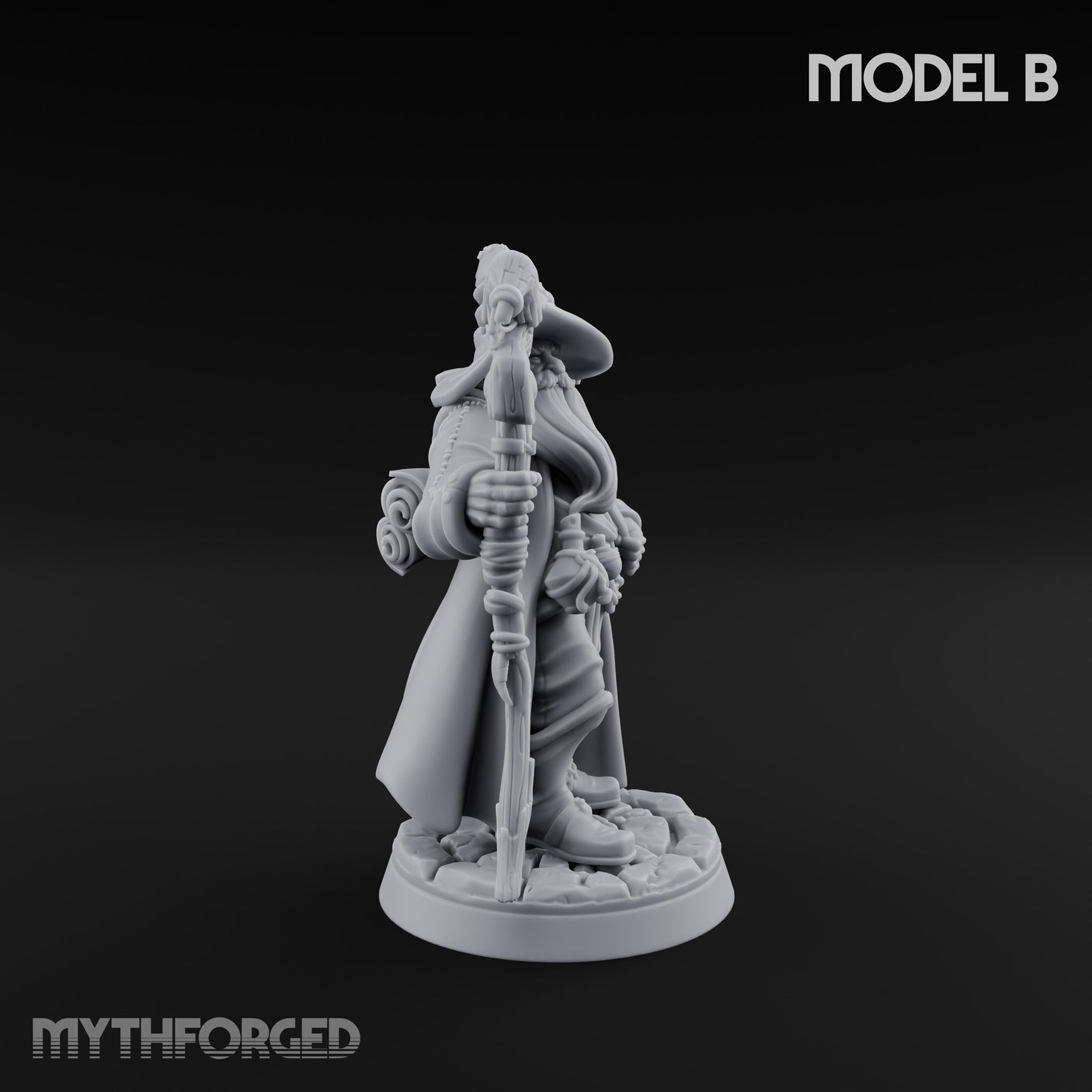 Staff Clutching Spell Casting Human Wizards Miniature for Dungeons and Dragons, Pathfinder or other TTRPGs