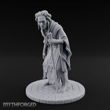 Staff Leaning Human Beggar Miniature for Dungeons and Dragons, Pathfinder or other TTRPGs