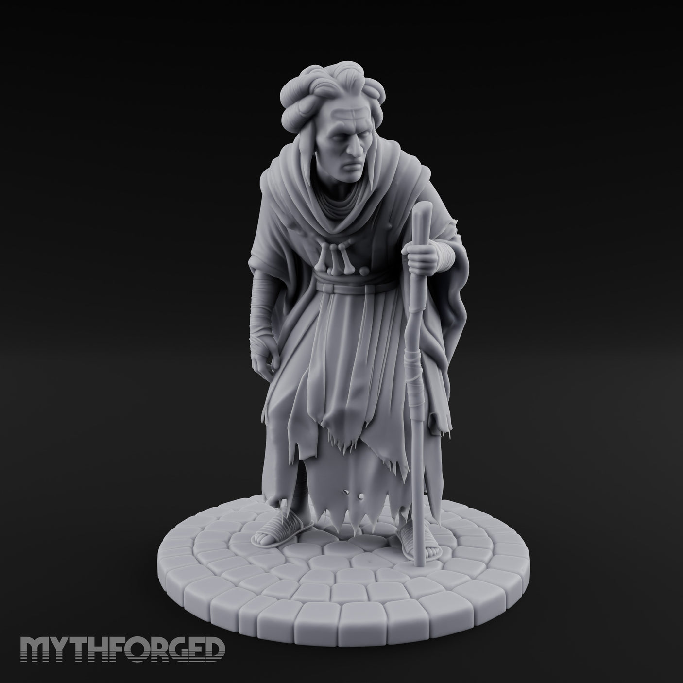 Staff Leaning Human Beggar Miniature for Dungeons and Dragons, Pathfinder or other TTRPGs