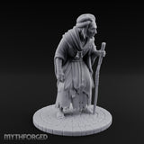 Staff Leaning Human Beggar Miniature for Dungeons and Dragons, Pathfinder or other TTRPGs