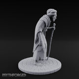 Staff Leaning Human Beggar Miniature for Dungeons and Dragons, Pathfinder or other TTRPGs