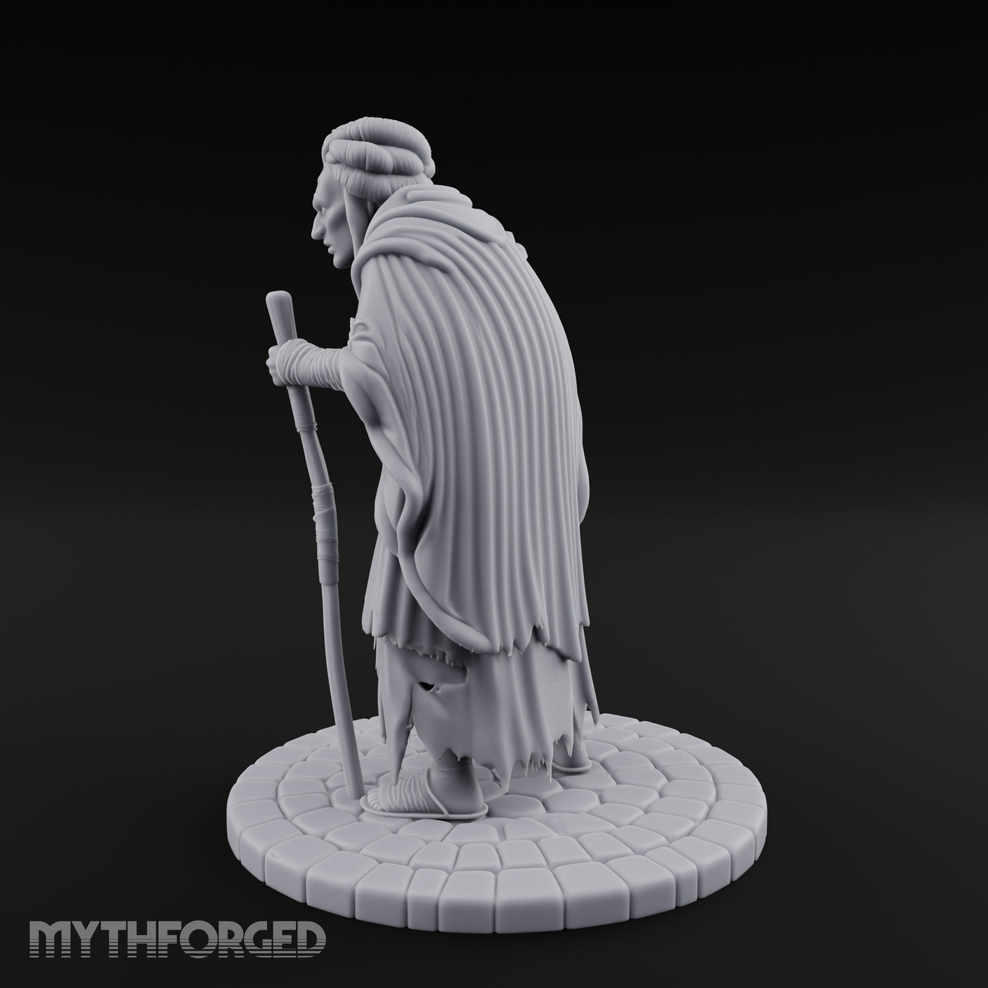 Staff Leaning Human Beggar Miniature for Dungeons and Dragons, Pathfinder or other TTRPGs