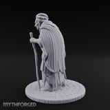 Staff Leaning Human Beggar Miniature for Dungeons and Dragons, Pathfinder or other TTRPGs